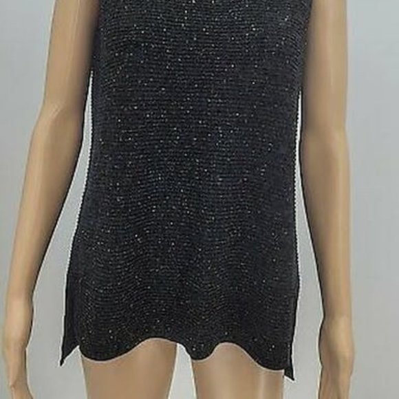 Lafayette148 New York Sleeveless, Black Metallic Tunic , Size Medium - Picture 3 of 3